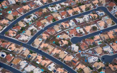 aerial shot of suburbs